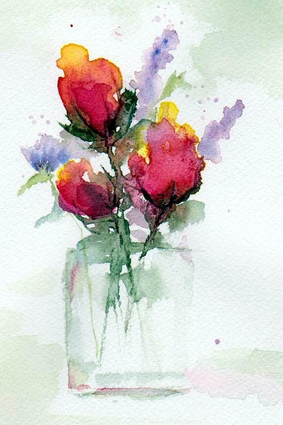Rose Painting - In a Vase by Anne Duke