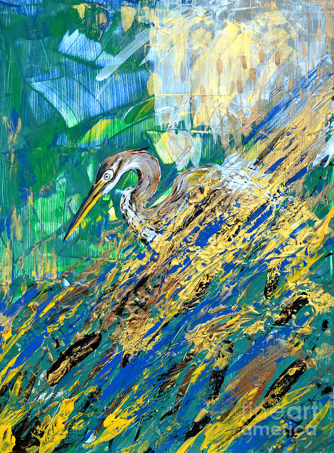 In Golden Reeds Painting by Zaira Dzhaubaeva