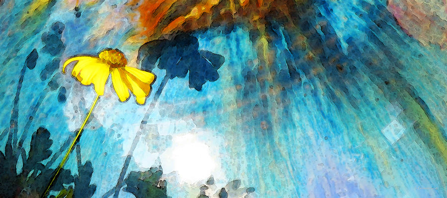 Flower Painting - In My Shadow - Yellow Daisy Art Painting by Sharon Cummings