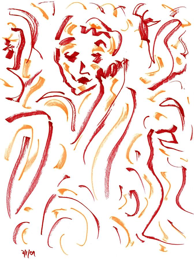 Abstract Drawing - In Red by Rachel Scott