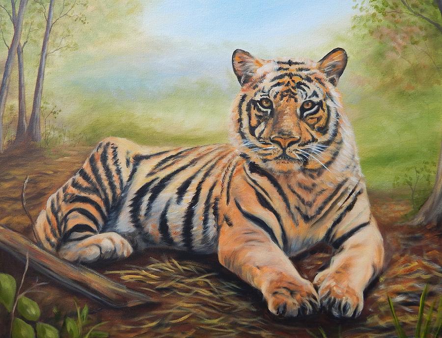 Tiger Painting - In Repose by Anne Kushnick