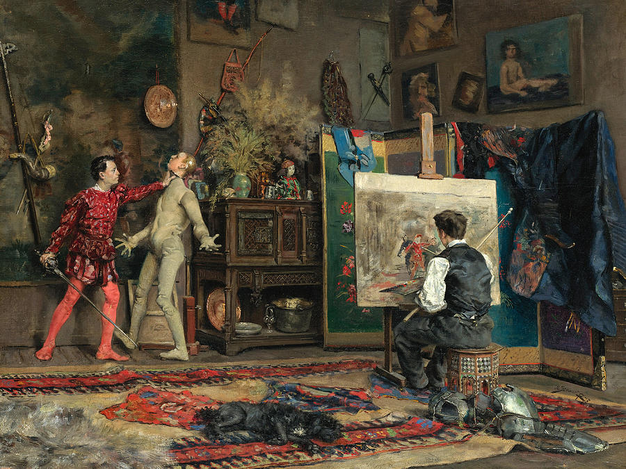 Julius Leblanc Stewart Painting - In the Artists Studio by Julius LeBlanc Stewart