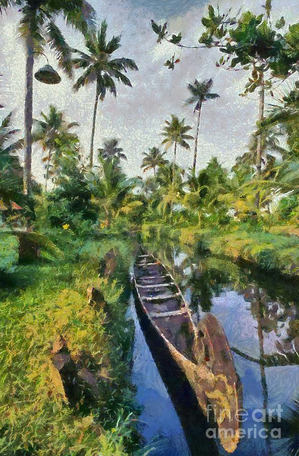In the backwaters of Kerala Painting by George Atsametakis