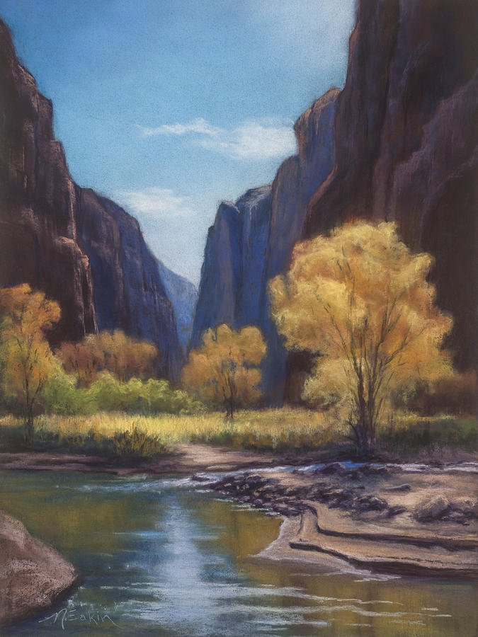 In The Bend Zion Canyon Painting by Marjie Eakin-Petty