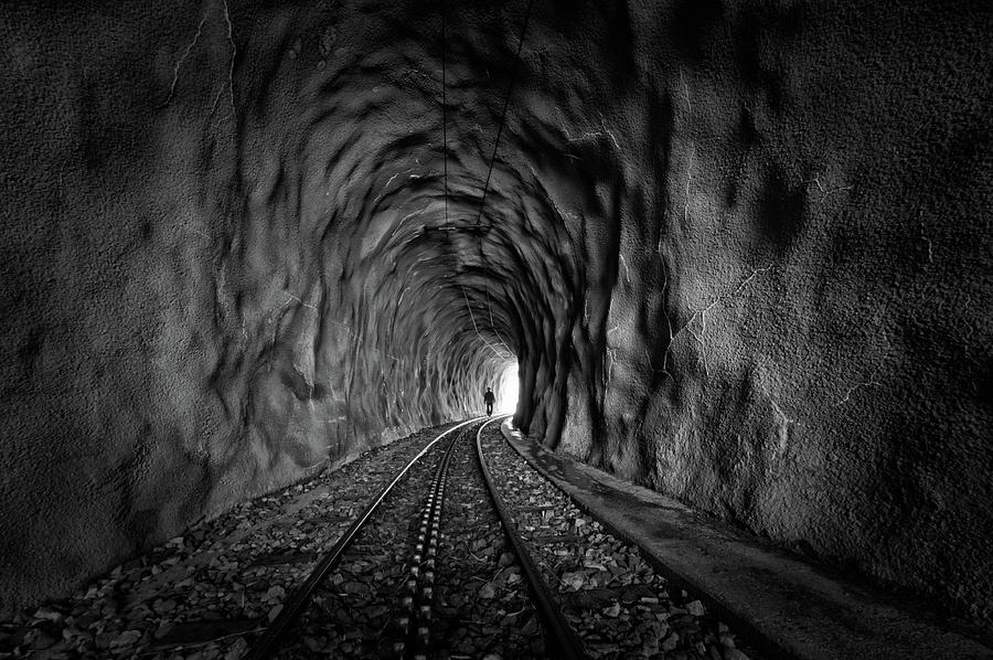 Black And White Photograph - In The Bowels Of The Mountain-bw by Vito Guarino
