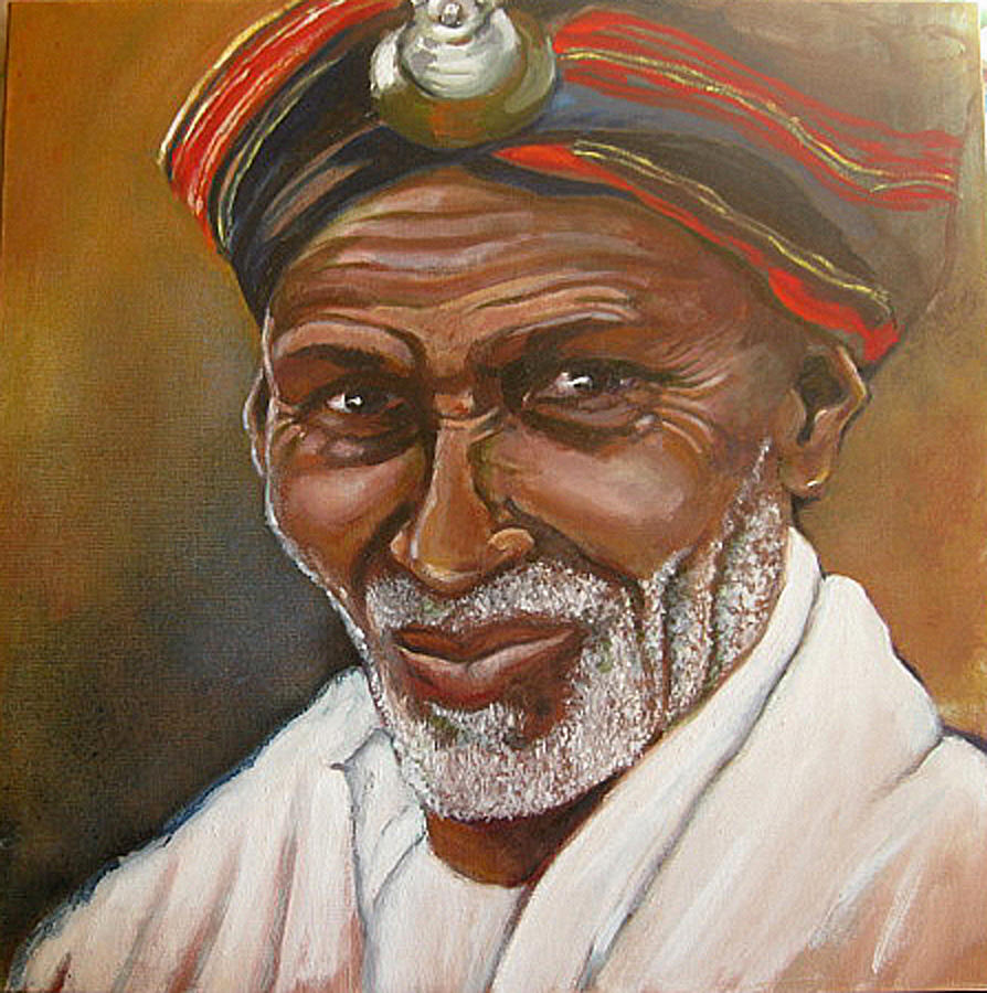 Portrait Painting - In the Eyes of the Holy Man by Sandy Taylor