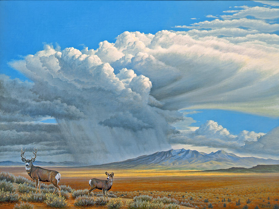 Deer Painting - In the Foothills-Mule Deer by Paul Krapf