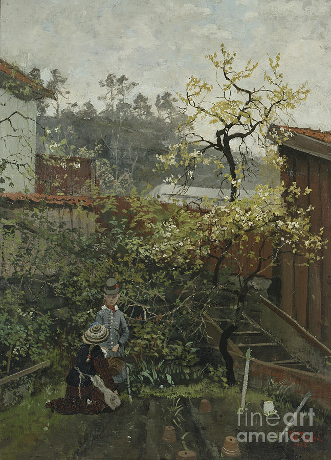 In the garden Painting by Frits Thaulow