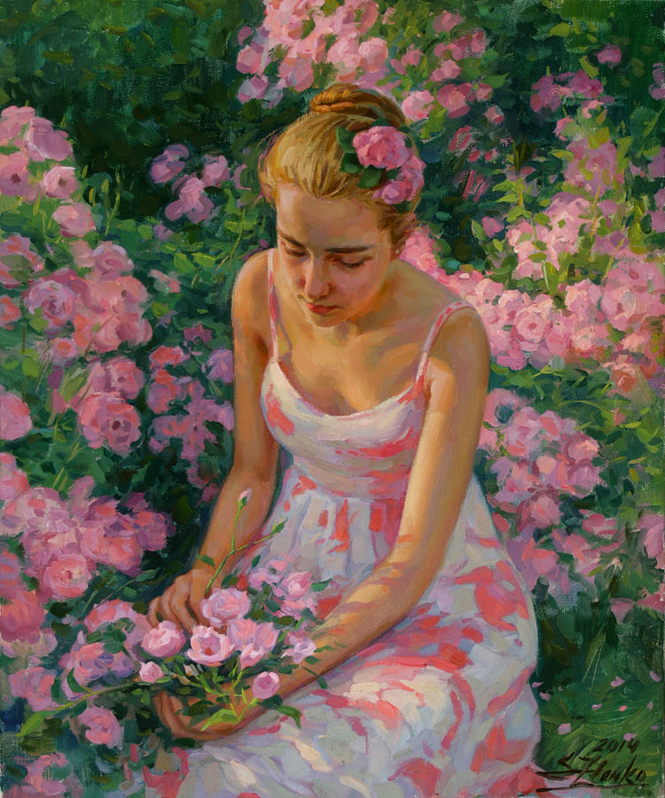 In the garden Painting by Serguei Zlenko