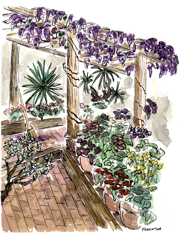 In the Greenhouse Painting by Diane Thornton