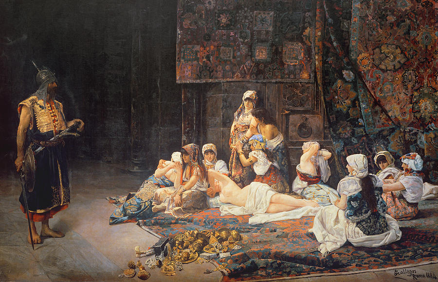 In the Harem Painting by Jose Gallegos Arnosa