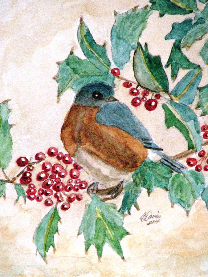 In The Holly Tree Painting by Angela Davies