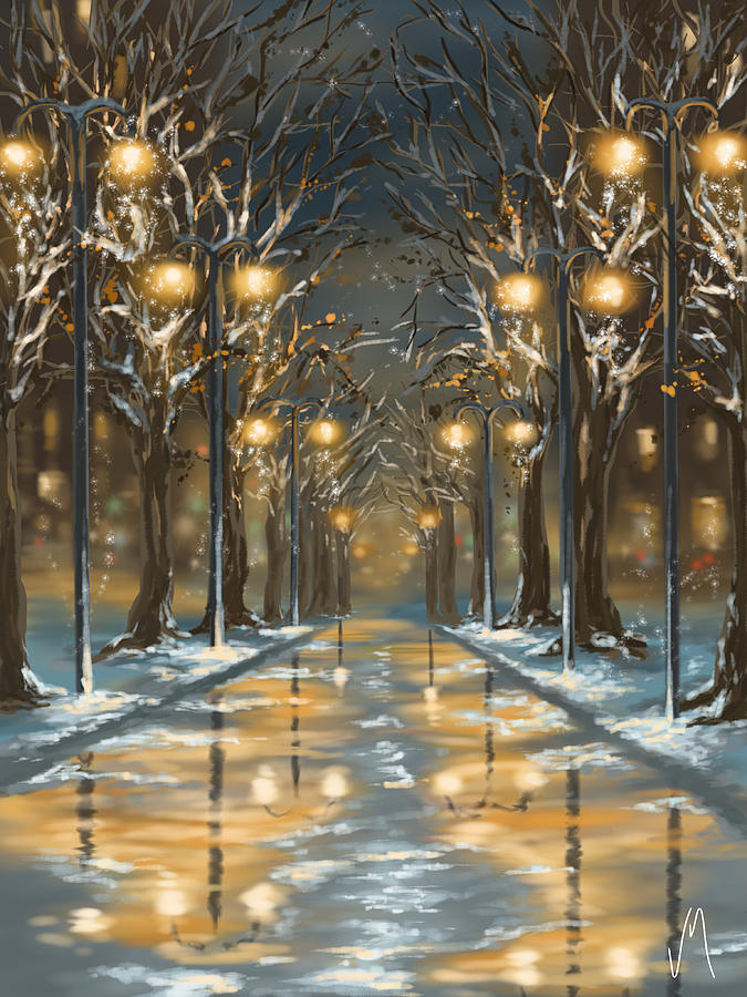Winter Painting - In the park by Veronica Minozzi