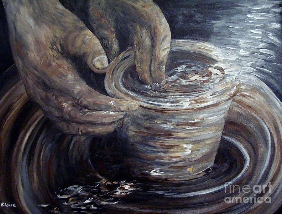 In the Potters Hands Monochrome Painting by Eloise Schneider Mote