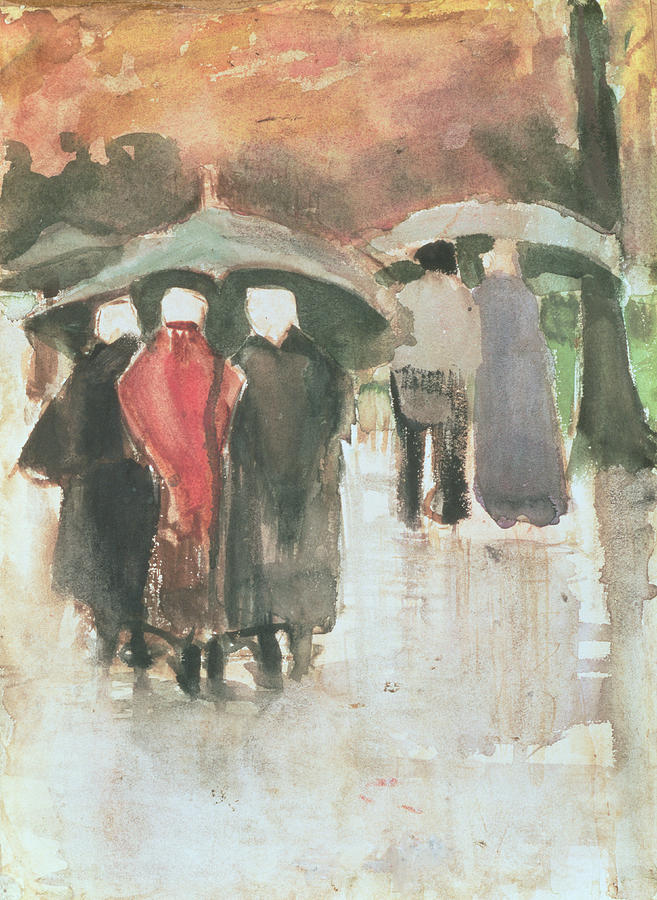 Umbrella Painting - In The Rain, 1882 by Vincent van Gogh