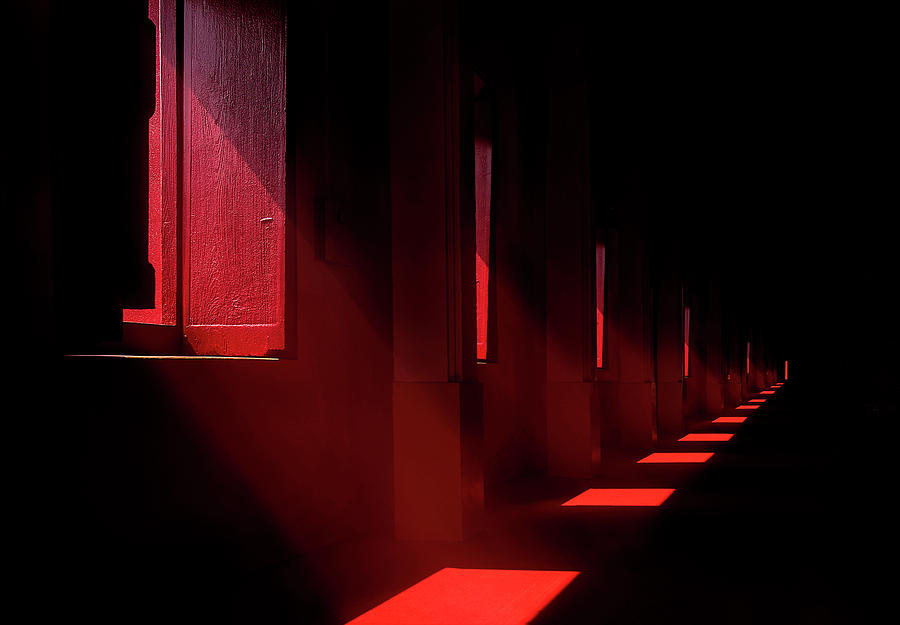 Abstract Photograph - In The Red Temple by Ekkachai Khemkum