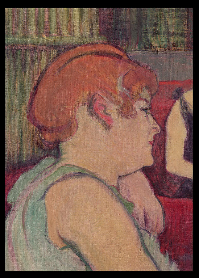 In The Salon At The Rue Des Moulins, Detail Of One Of The Women, 1894 Charcoal And Oil Photograph by Henri de Toulouse-Lautrec