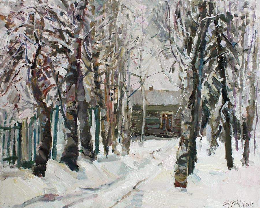 In the snowy silence Painting by Juliya Zhukova
