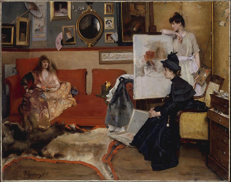 Alfred Stevens Painting - In the Studio by Alfred Stevens