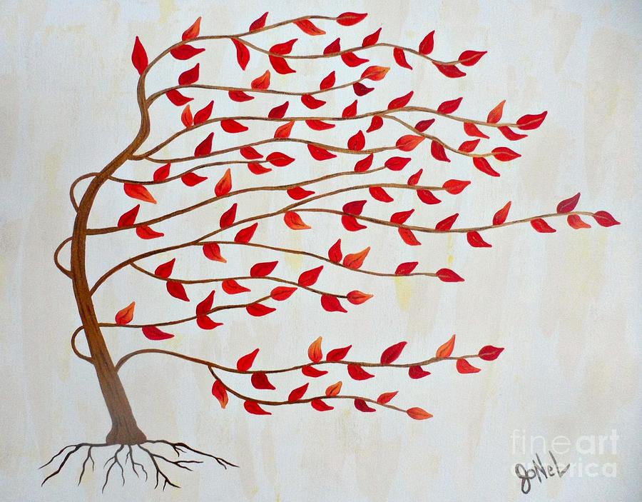 Tree Painting - In The Wind by JoNeL Art 