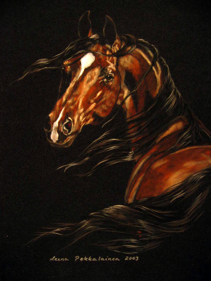Horse Painting - In the Wind by Leena Pekkalainen