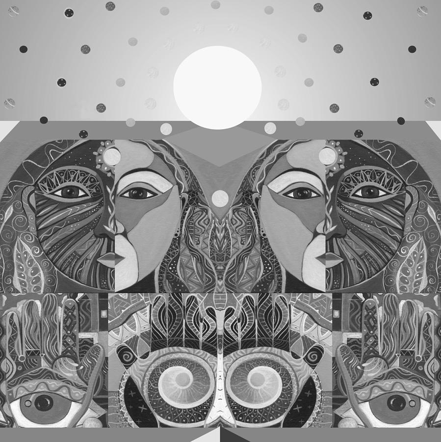 In Unity and Harmony in Grayscale Digital Art by Helena Tiainen