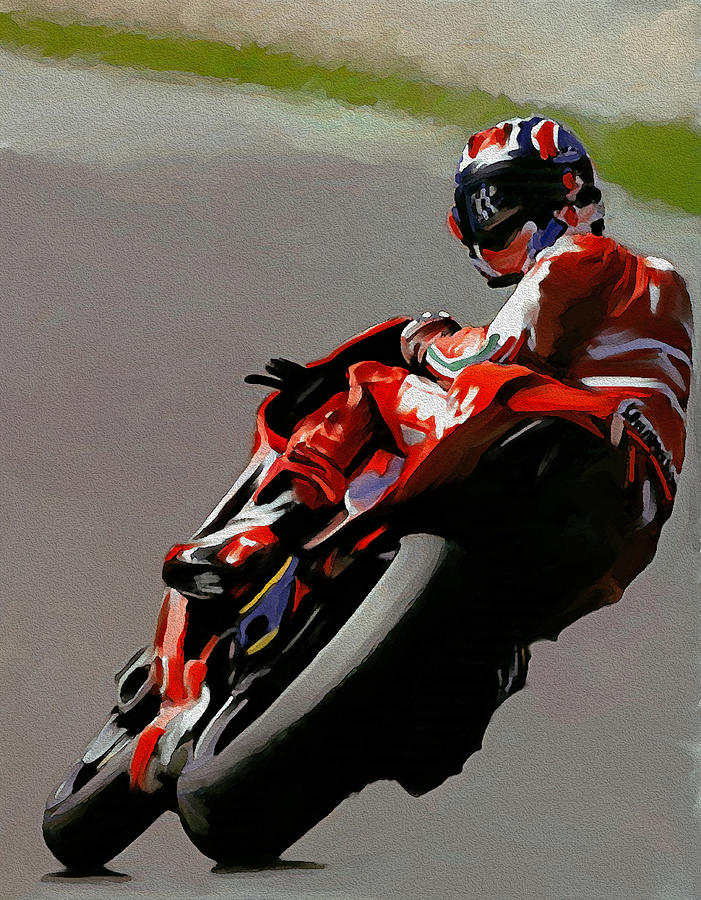 In Victory  Casey Stoner Painting by Iconic Images Art Gallery David Pucciarelli