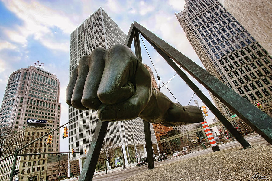 In Your Face -  Joe Louis Fist Statue - Detroit Michigan Photograph by Gordon Dean II