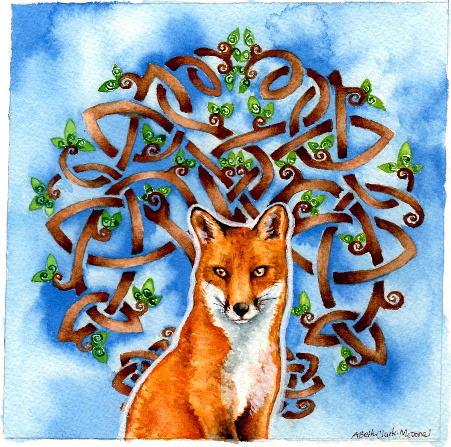 Fox Painting - Inbetween by Beth Clark-McDonal