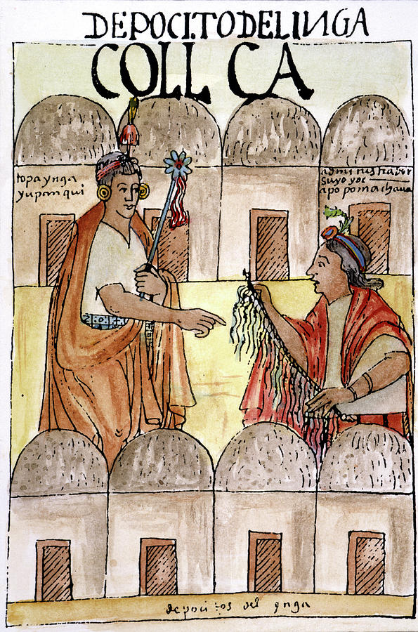 Inca Quipu Drawing by Granger