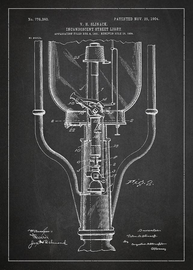 Vintage Digital Art - Incandescent Street Light Patent Drawing From 1904 by Aged Pixel