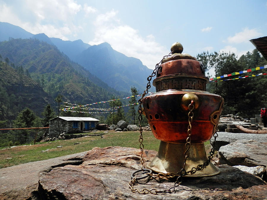 Incense Pot and Mountains Photograph by Pema Hou