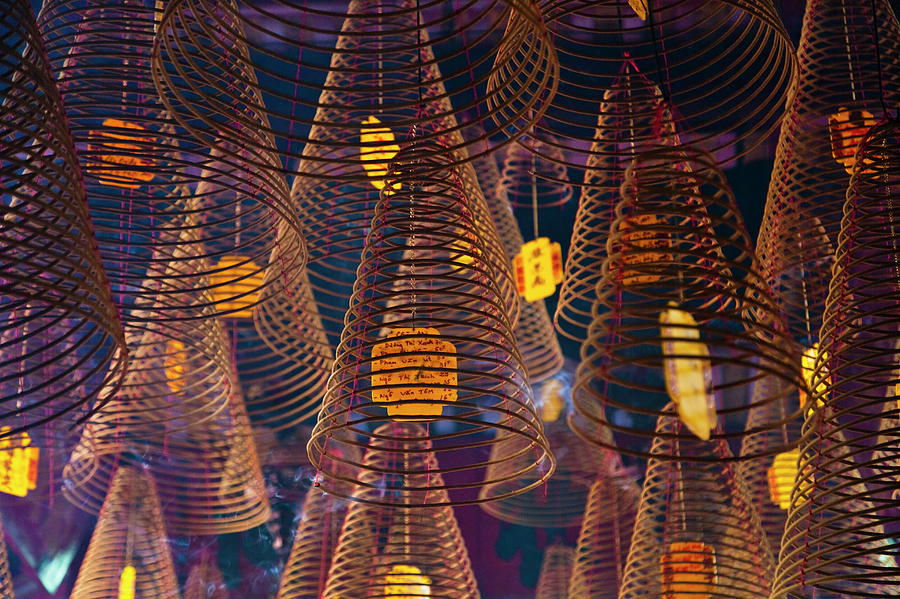 Abstract Photograph - Incense At A Chinese Temple, Can Tho by Keren Su