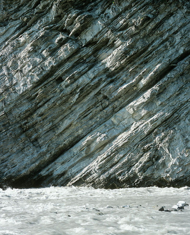 Inclined Rock Strata In The Alps by Martin Bond/science Photo Library