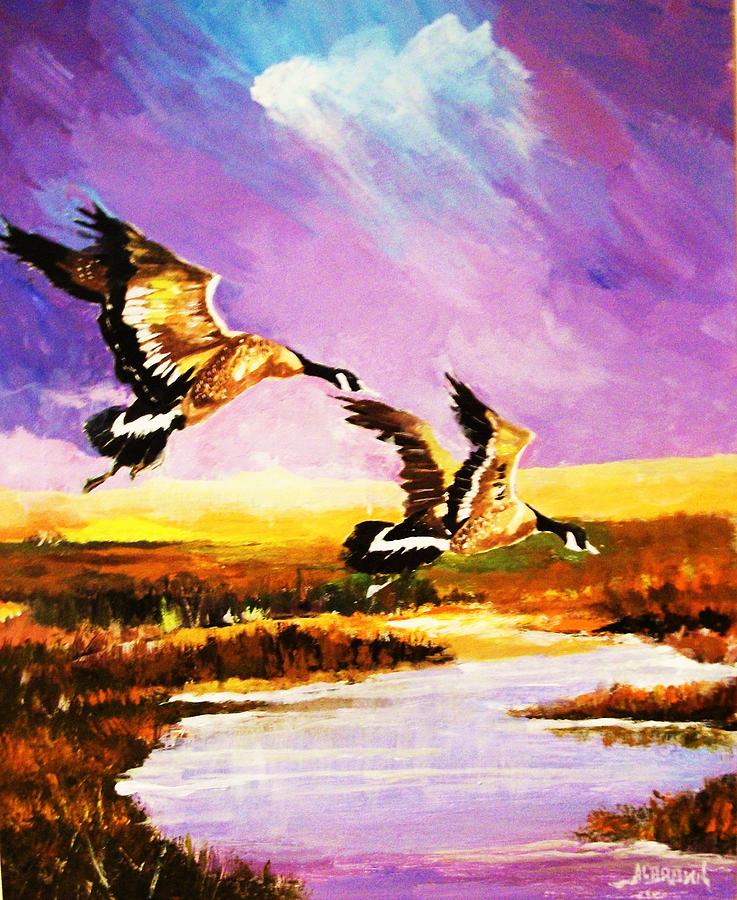Incoming Geese Painting by Al Brown