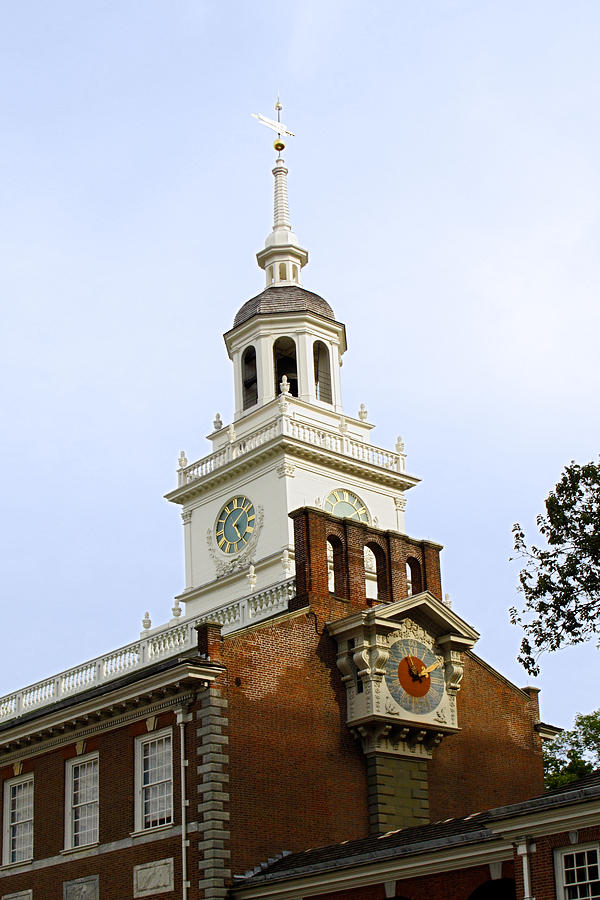 Philadelphia Photograph - Independence Hall Clocks by Sally Weigand