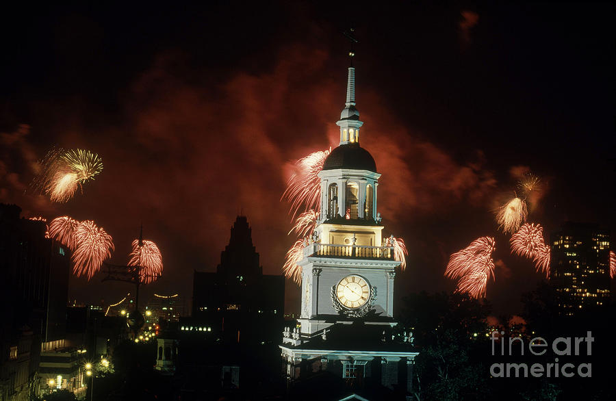 Independence Hall Fireworks Photograph by Joseph Nettis