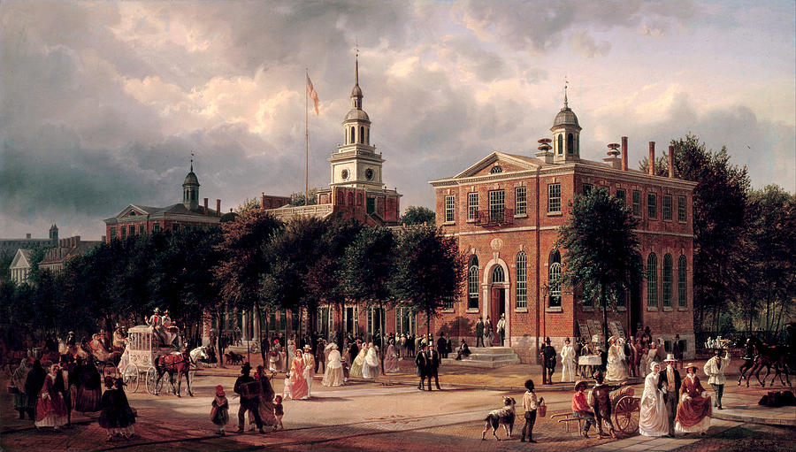 Independence Hall in Philadelphia Painting by Ferdinand Richardt