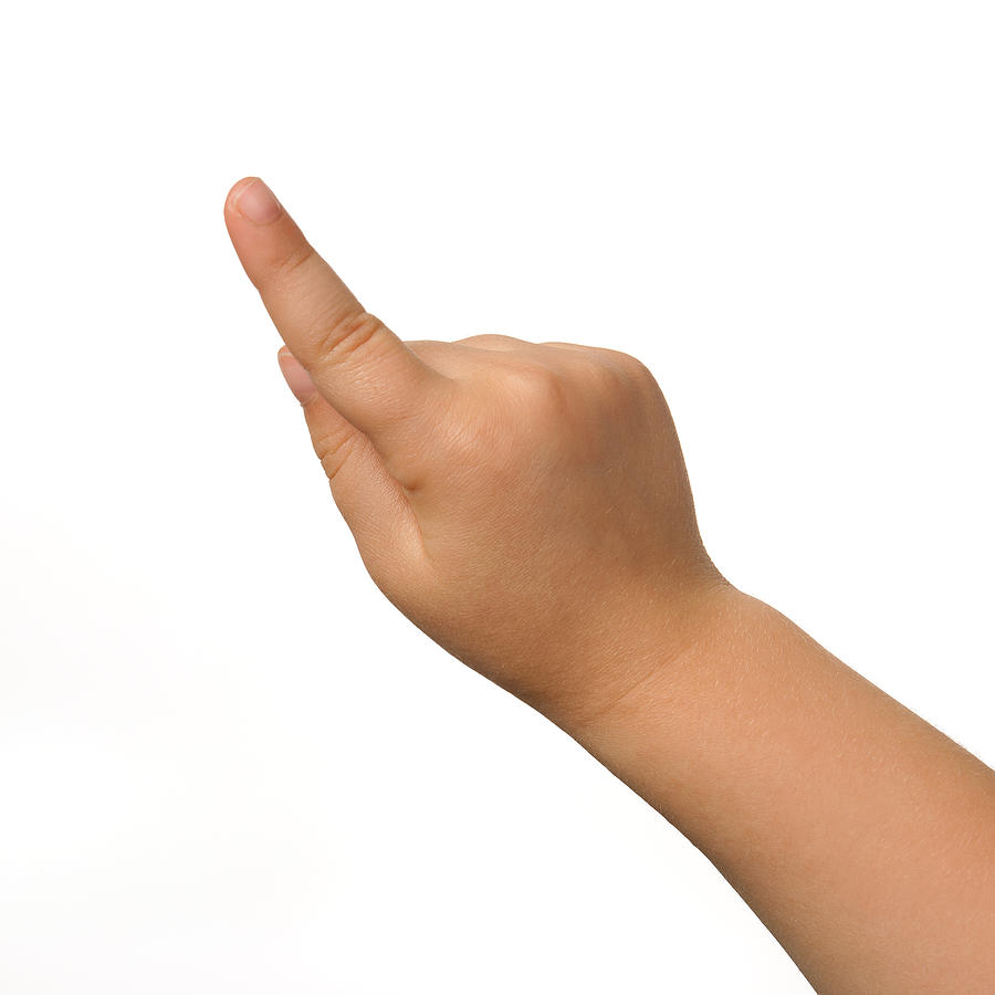 Index of a childs right hand on white background Photograph by DarioEgidi