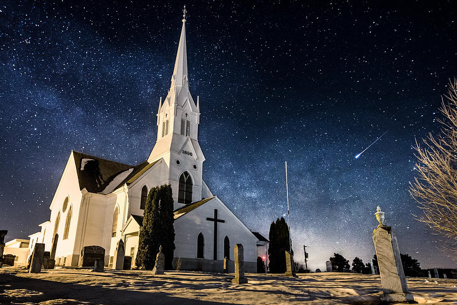 Milky Way Photograph - Indherred Church by Aaron J Groen