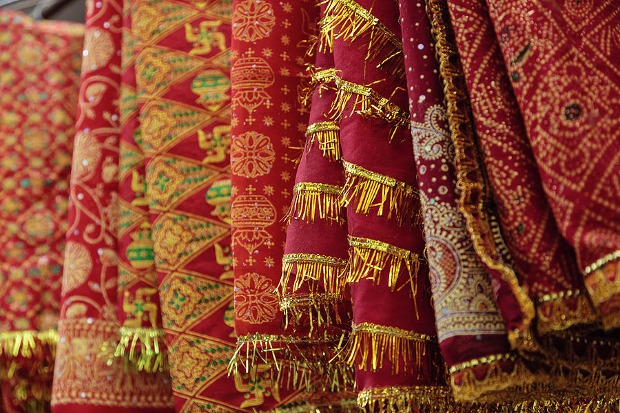 Fabric Photograph - India, Himachal Pradesh, Una District by Alida Latham