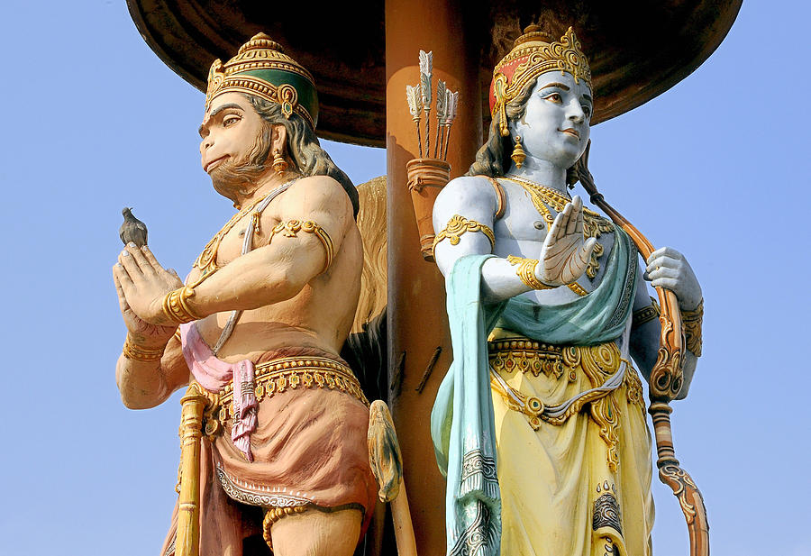 India, Uttarakhand, Rishikesh, statues of the two Hindu gods Rama and Hanuman in Rishikesh, Uttarakhand, India Photograph by Daniele SCHNEIDER