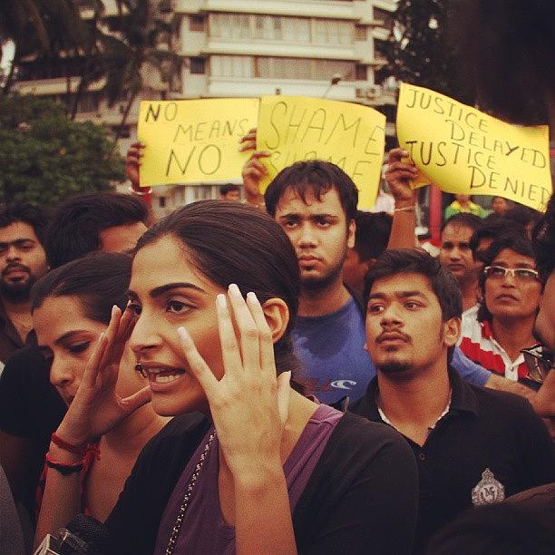 Protest Photograph - Indian Actress Sonam Kapoor Addresses by Francis Adrian Mascarenhas