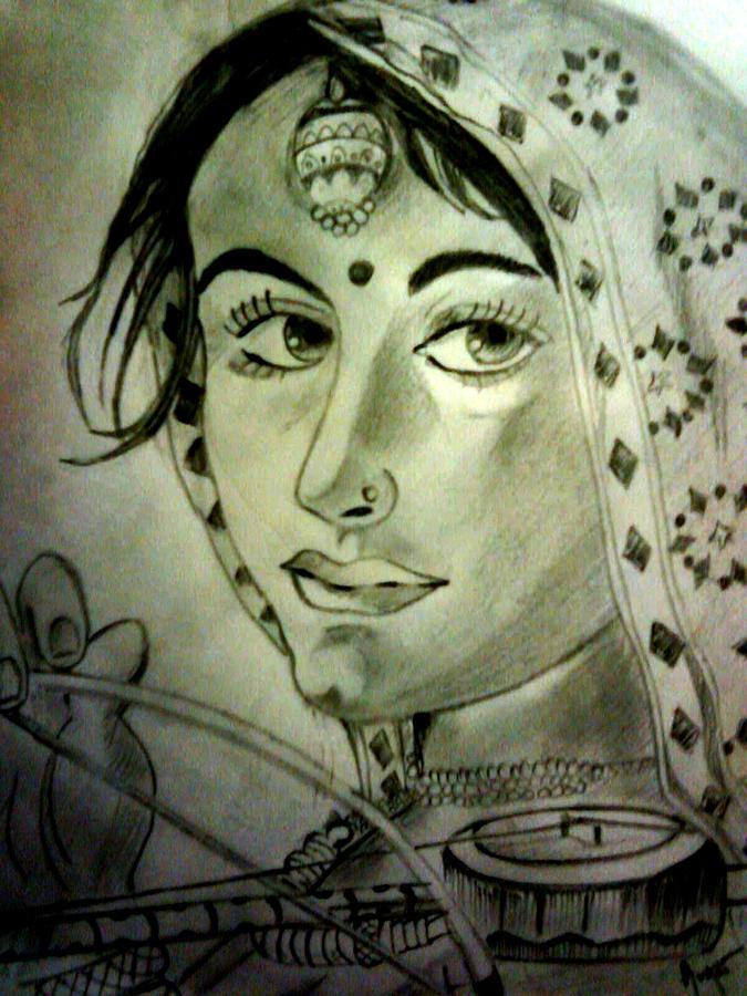 Indian Beauty Drawing by Ankita Mahapatra - Fine Art America