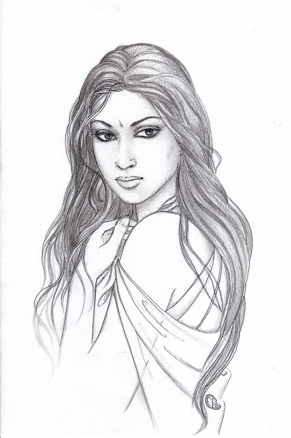 Indian Beauty Drawing by Cecile Duteil Pixels