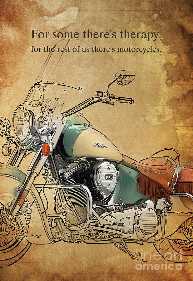 Quote Drawing - Indian Bike Portrait and Quote by Drawspots Illustrations