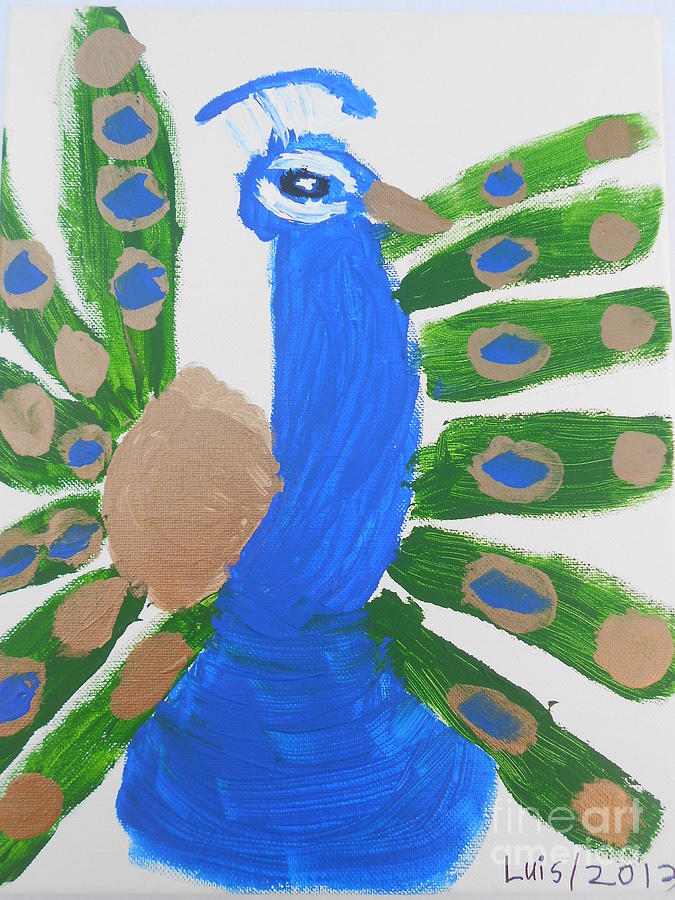 Peacock Painting - Indian Blue Peacock by Epic Luis Art