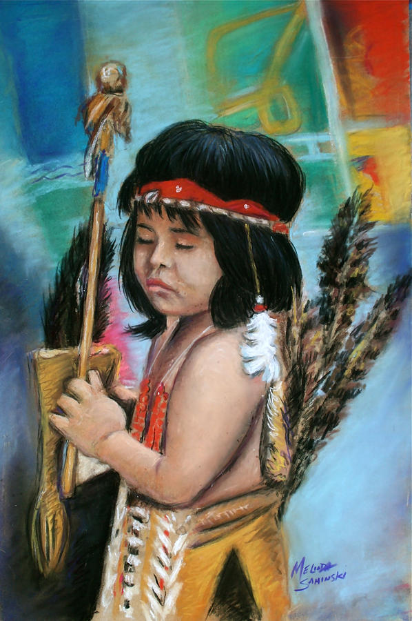 Indian Boy Painting by Melinda Saminski