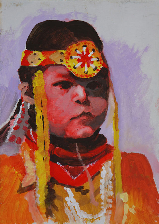 Indian Boy Painting by Robert Bissett