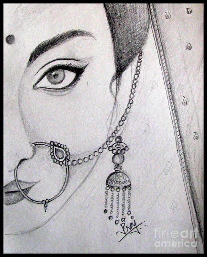 Pencil Sketch Of Indian Traditional Lady  DesiPainterscom